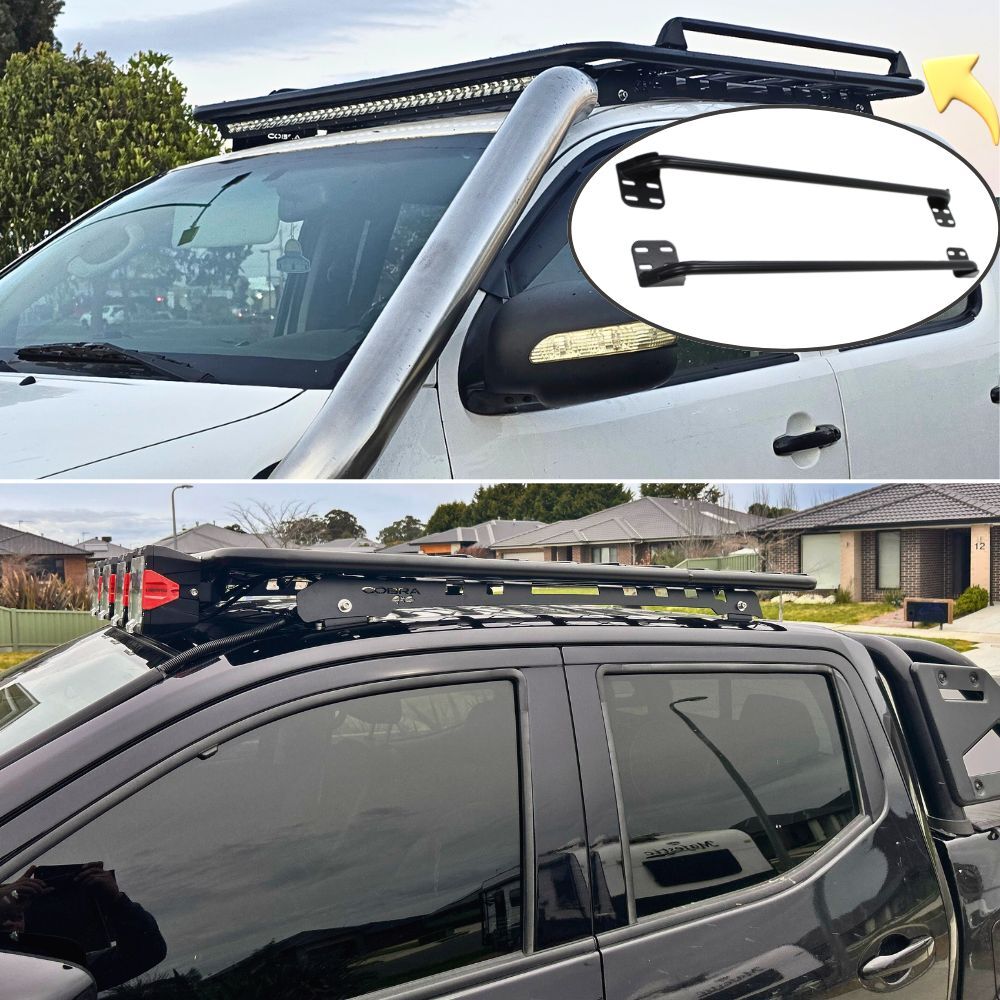 Aluminium Flat Mesh Roof Rack With Removeable Side Rails Suits Nissan Navara NP300 2021 Onwards Platform Brackets Black Powder Coated