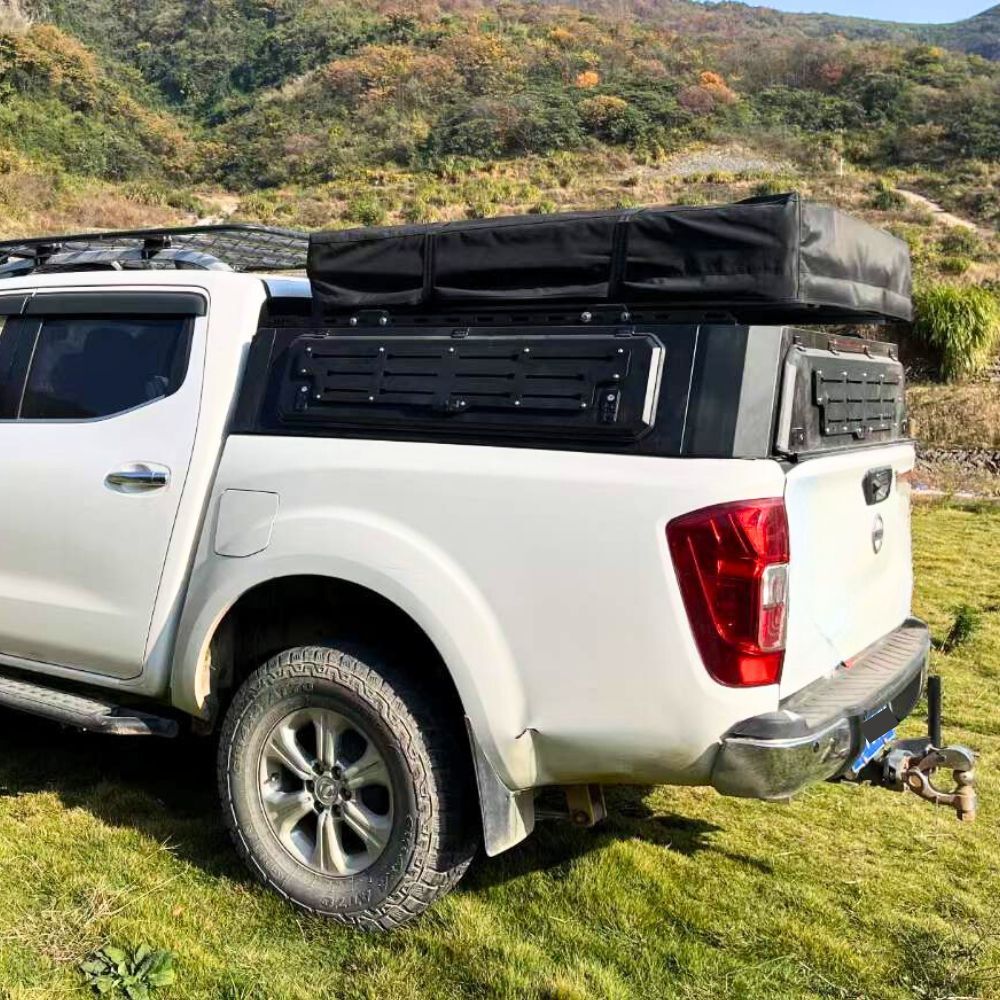 Short Heavy Duty Galvanised Steel Canopy fits Navara NP300 2015 - 2024 Dual Cab Tradie Black Low Rider Profile for Roof Top Tents