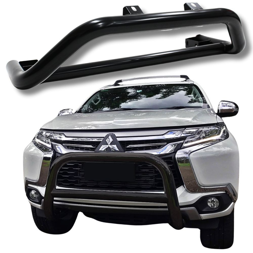 OEM Style Black Stainless Steel Nudge Bar suits Mitsubishi Pajero Sports 2019 - 2023 Bull Front Bumper Guard