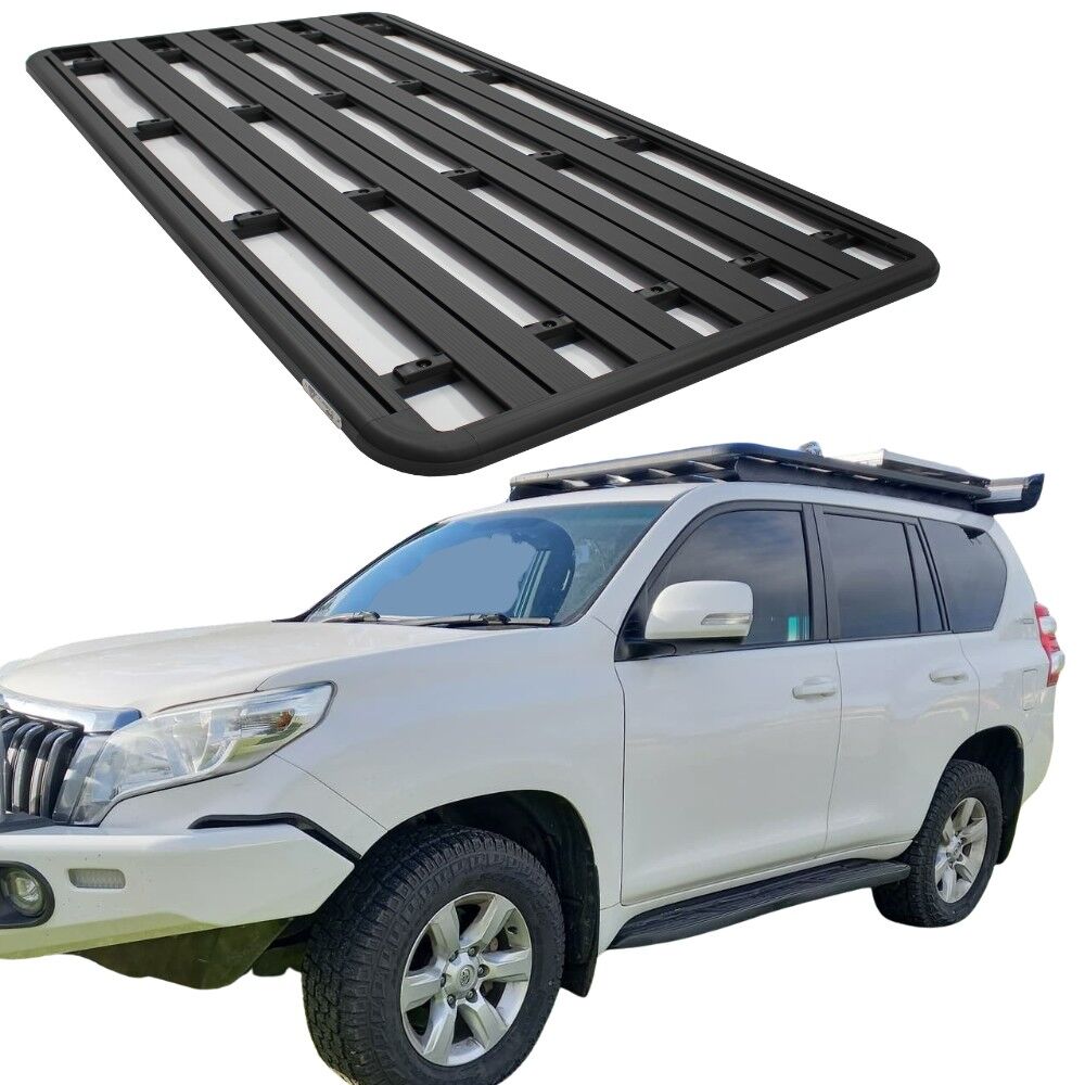 Aluminium Flat Roof Rack Fits Land Cruiser Prado 150 Series 2010-2022 220cm x 125cm Tradie Black