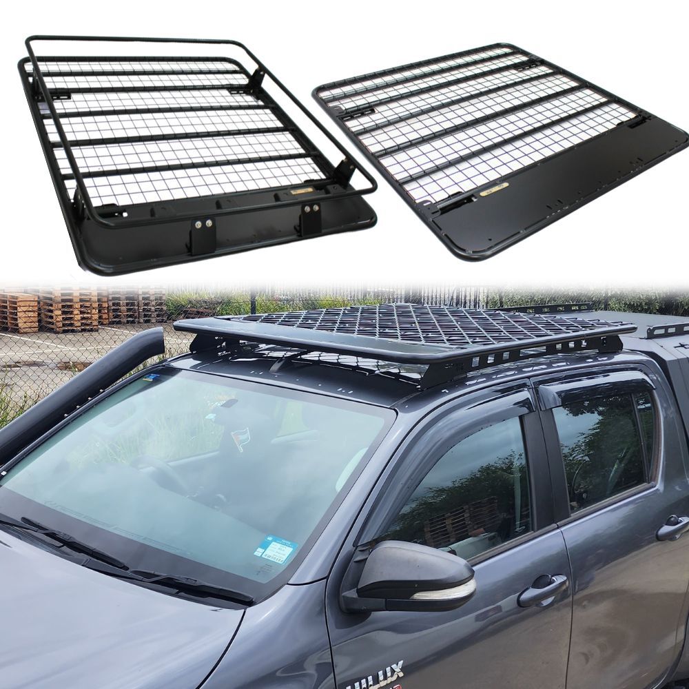 Steel Flat Rack With Cage Extension Suits Mitsubishi Triton MQ MR 2015 - 2024135 x 125 CM Brackets Black Powder Coated