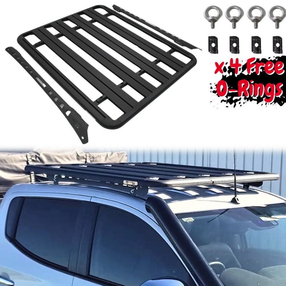 Cobra 4x4 Flat Roof Rack Aluminium Fits Mitsubishi Triton MV 2024 Onwards Models Platform Steel Brackets