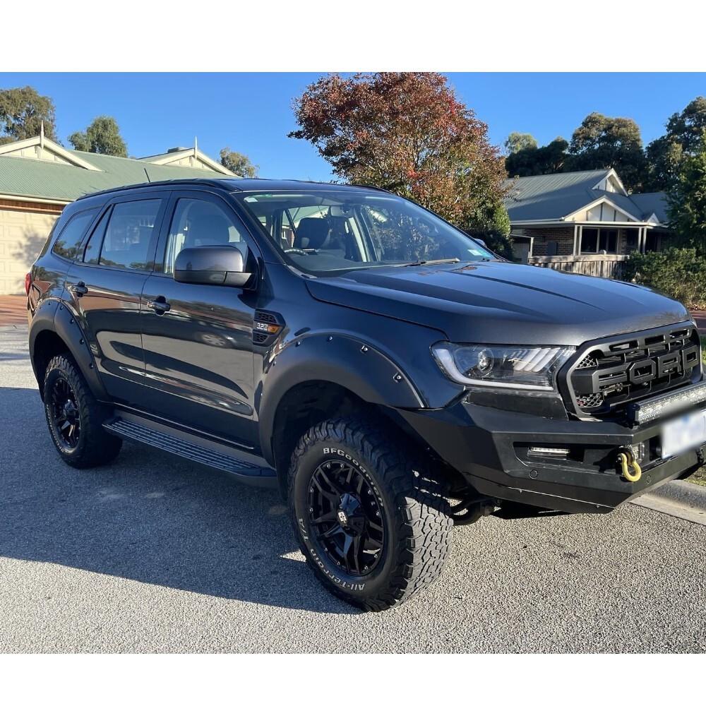 Fender flares fits Ford Everest Wheel Arch 2016+ Black ABS Pocket Holes ...